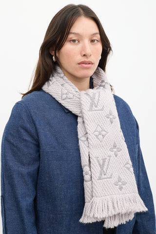 Louis Vuitton Grey Wool Logomania Tassel Scarf