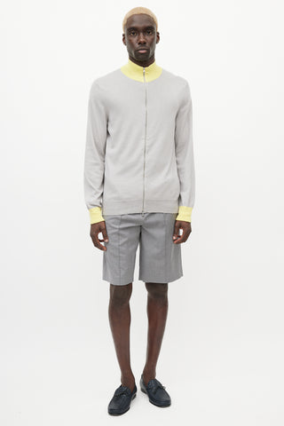 Louis Vuitton Grey 
Yellow Knit Zip Sweater