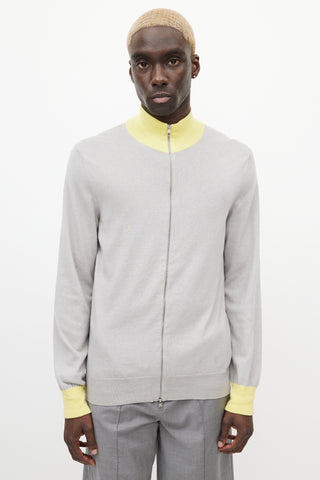 Louis Vuitton Grey 
Yellow Knit Zip Sweater