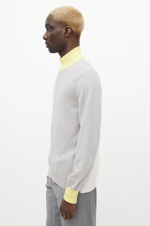 Louis Vuitton Grey 
Yellow Knit Zip Sweater