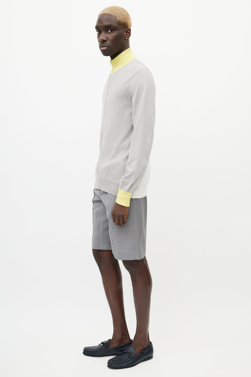 Louis Vuitton Grey 
Yellow Knit Zip Sweater