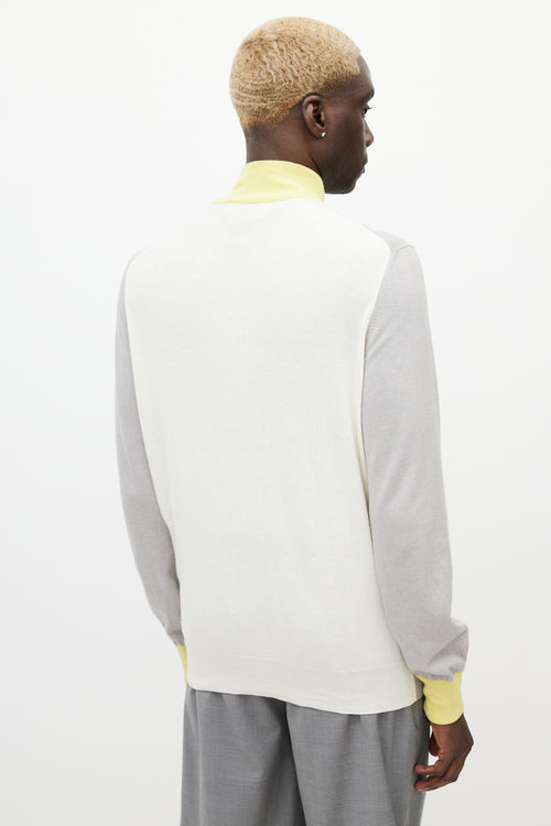 Louis Vuitton Grey 
Yellow Knit Zip Sweater