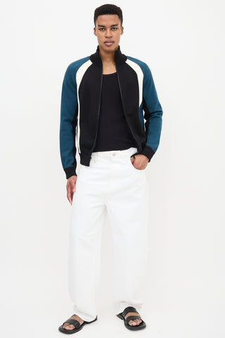 Louis Vuitton Leather Panelled Zip Sweater