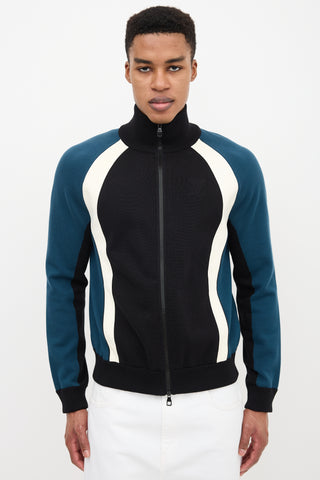 Louis Vuitton Leather Panelled Zip Sweater