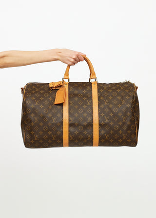 Louis Vuitton Brown Monogram Keepall Bandouliere 50 Bag