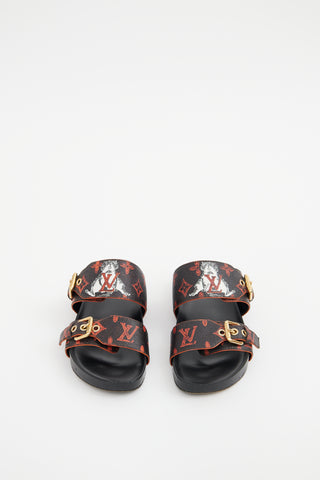 Louis Vuitton Black 
Red Catogram Bom Sandals