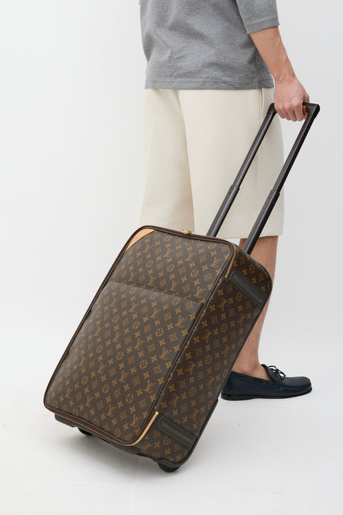 Louis Vuitton Brown 
Gold Pégase 55 Monogram Suitcase