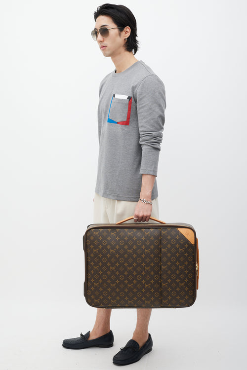 Louis Vuitton Brown 
Gold Pégase 55 Monogram Suitcase