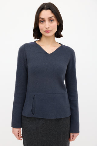 Louis Vuitton Navy Cashmere Slip Pocket Sweater