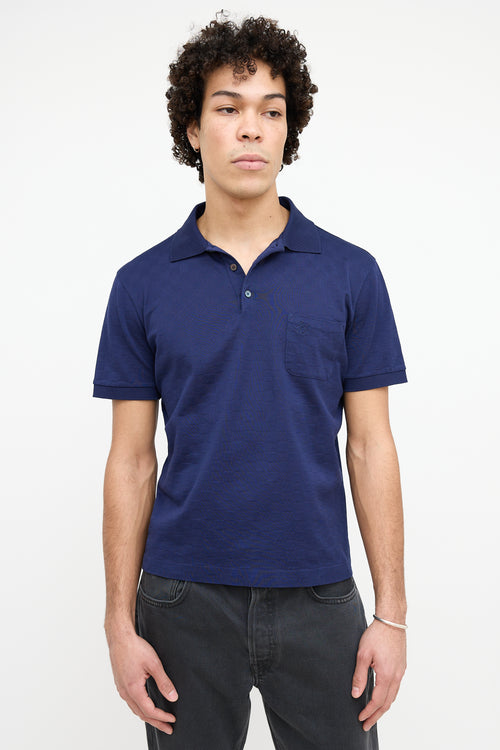 Louis Vuitton Navy Damier Pique Polo