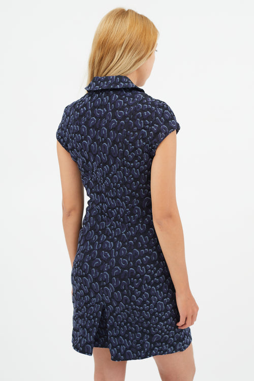 Louis Vuitton Navy Jacquard Floral Denim Dress