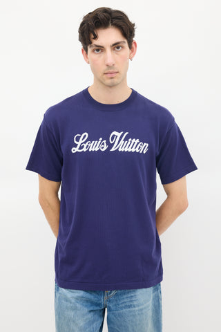 Louis Vuitton Navy Knit Logo Instarsia T-Shirt