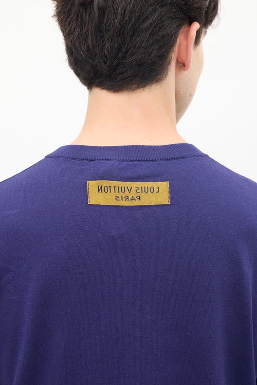 Louis Vuitton Navy Knit Logo Instarsia T-Shirt