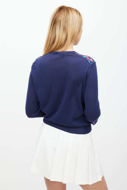 Louis Vuitton Navy 
Multicolour Spotted Cardigan