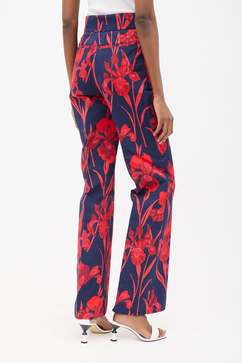 Louis Vuitton Navy 
Red Cotton Floral Suit