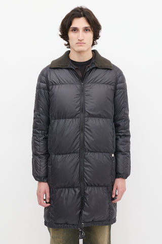 Louis Vuitton Navy Ribbed Collar Puffer Coat