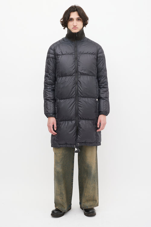 Louis Vuitton Navy Ribbed Collar Puffer Coat