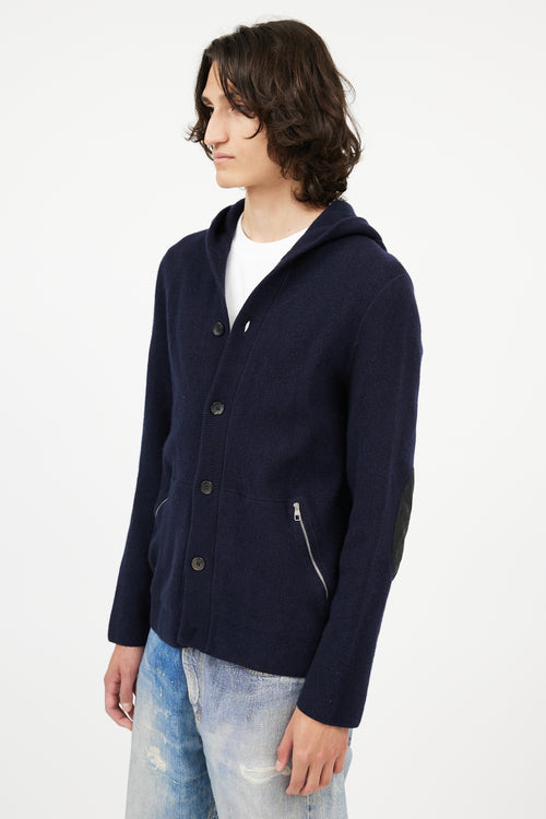 Louis Vuitton Navy Wool 
Cashmere Hooded Cardigan