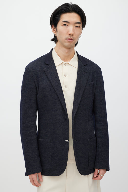 Louis Vuitton Navy Woven Wool Blazer