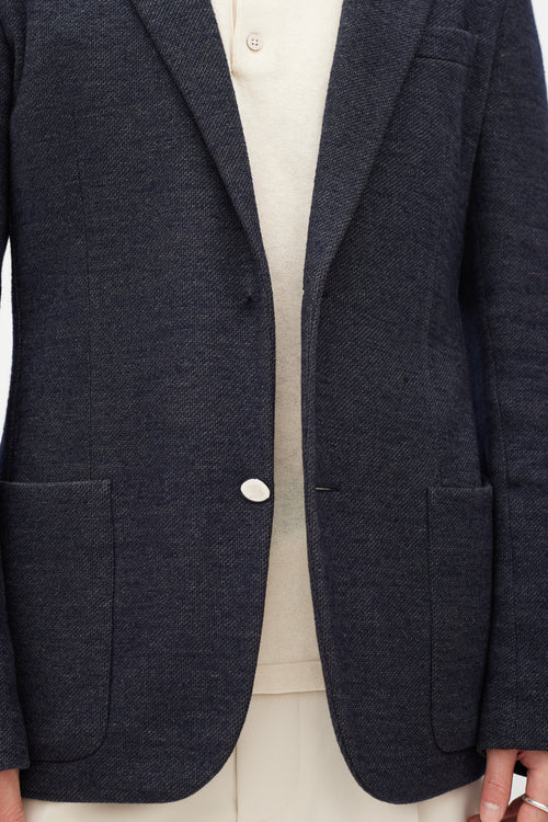 Louis Vuitton Navy Woven Wool Blazer