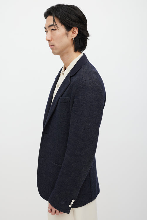 Louis Vuitton Navy Woven Wool Blazer