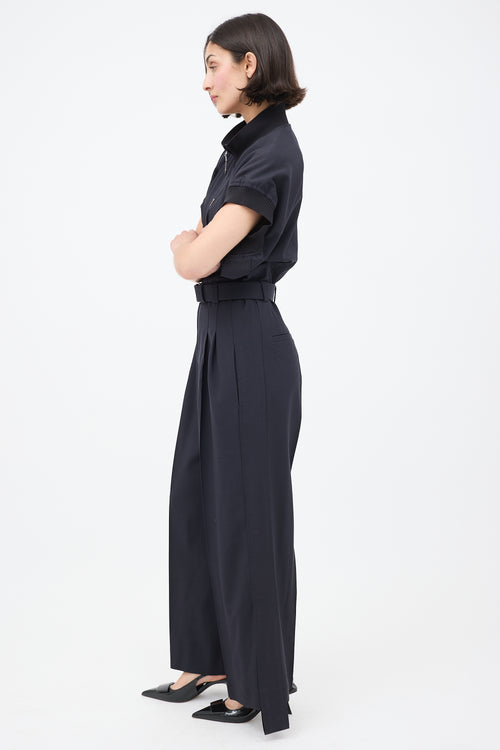 Louis Vuitton Navy Zip Belted Jumpsuit