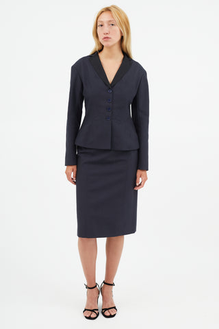 Louis Vuitton Navy 
Black Wool Two Piece Suit