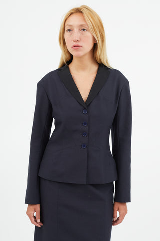 Louis Vuitton Navy 
Black Wool Two Piece Suit