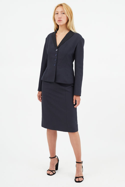 Louis Vuitton Navy 
Black Wool Two Piece Suit