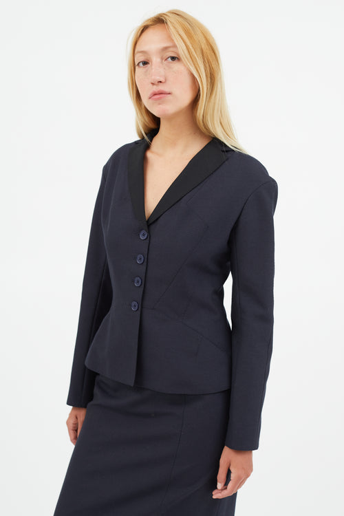 Louis Vuitton Navy 
Black Wool Two Piece Suit