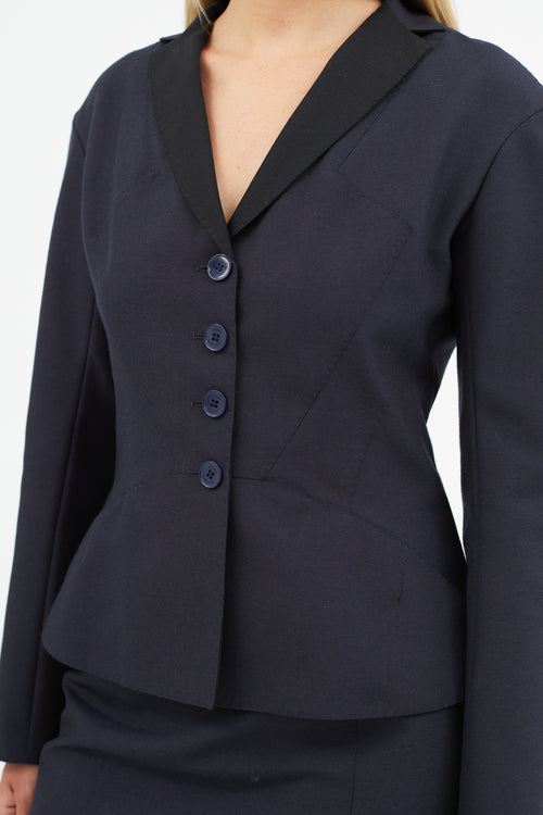 Louis Vuitton Navy 
Black Wool Two Piece Suit