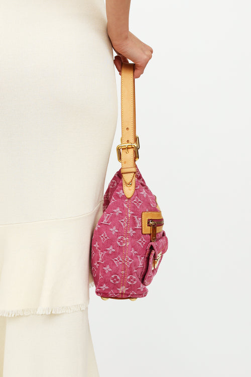 Louis Vuitton Pink Denim Monogram Baggy Shoulder Bag