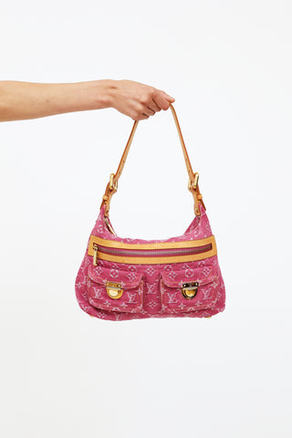 Louis Vuitton Pink Denim Monogram Baggy Shoulder Bag