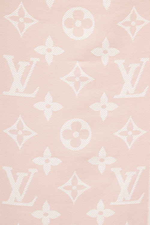 Louis Vuitton Pink 
Beige Monogram Simply LV Wool Scarf