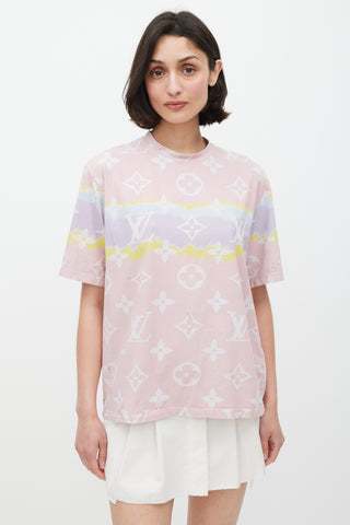 Louis Vuitton Pink 
Multicolour Tie Dye Monogram T-Shirt