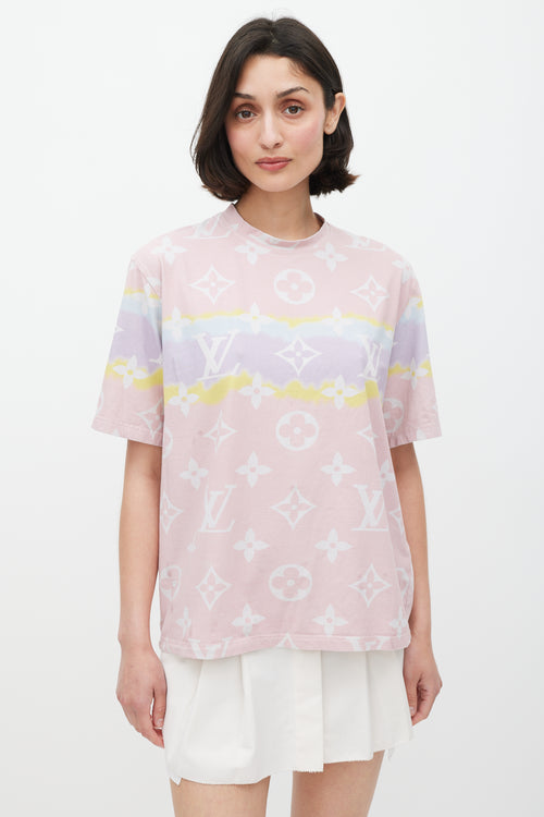 Louis Vuitton Pink 
Multicolour Tie Dye Monogram T-Shirt