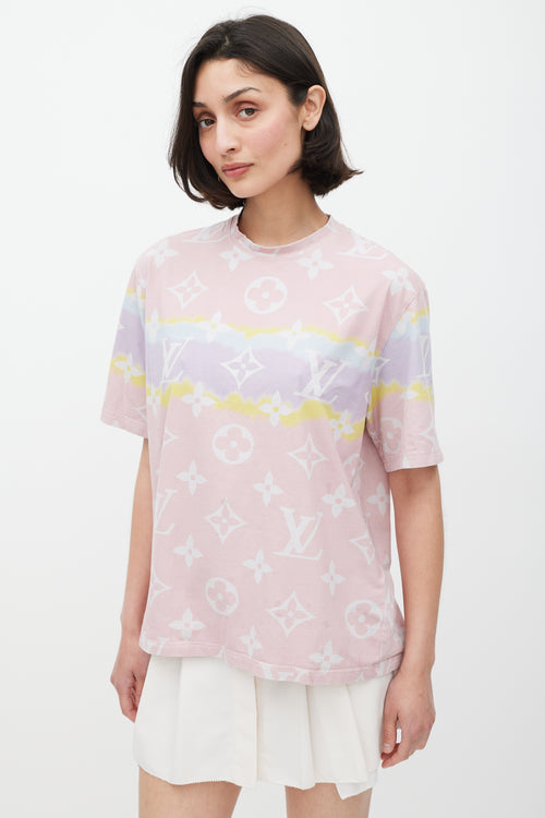 Louis Vuitton Pink 
Multicolour Tie Dye Monogram T-Shirt