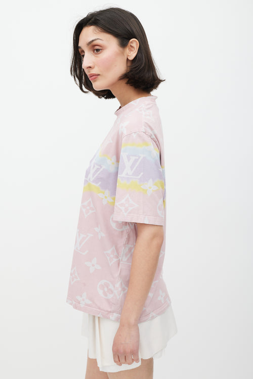 Louis Vuitton Pink 
Multicolour Tie Dye Monogram T-Shirt