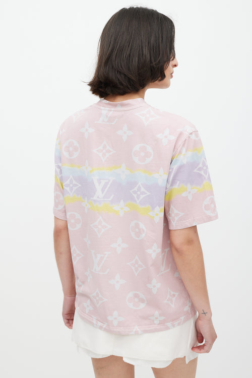 Louis Vuitton Pink 
Multicolour Tie Dye Monogram T-Shirt