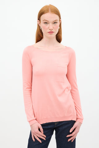 Louis Vuitton Pink Silk 
Cotton One Pocket Knit Top