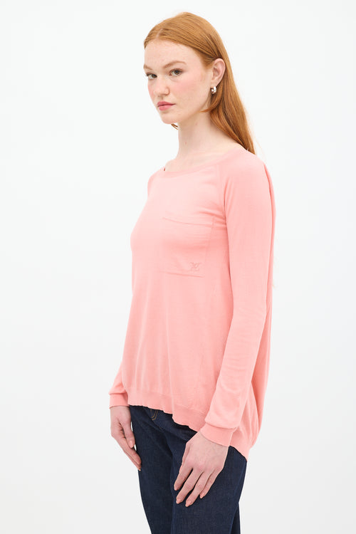 Louis Vuitton Pink Silk 
Cotton One Pocket Knit Top