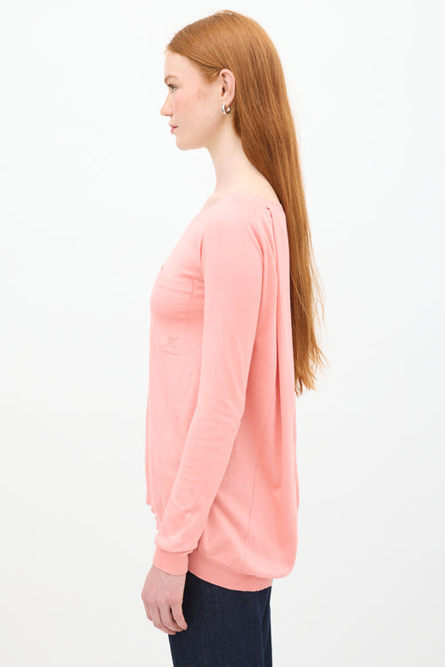 Louis Vuitton Pink Silk 
Cotton One Pocket Knit Top