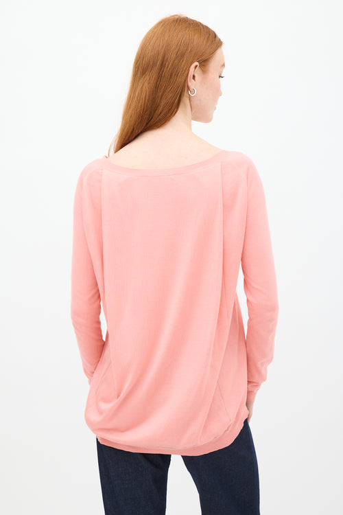 Louis Vuitton Pink Silk 
Cotton One Pocket Knit Top