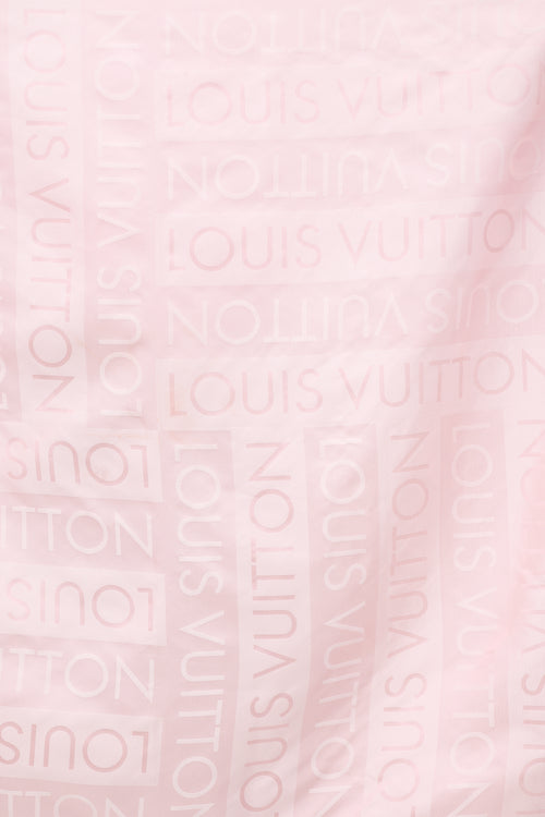 Louis Vuitton Pink Silk Logo Stripe Jacquard Scarf