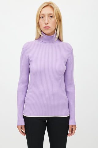 Louis Vuitton Purple Ribbed Turtleneck Top