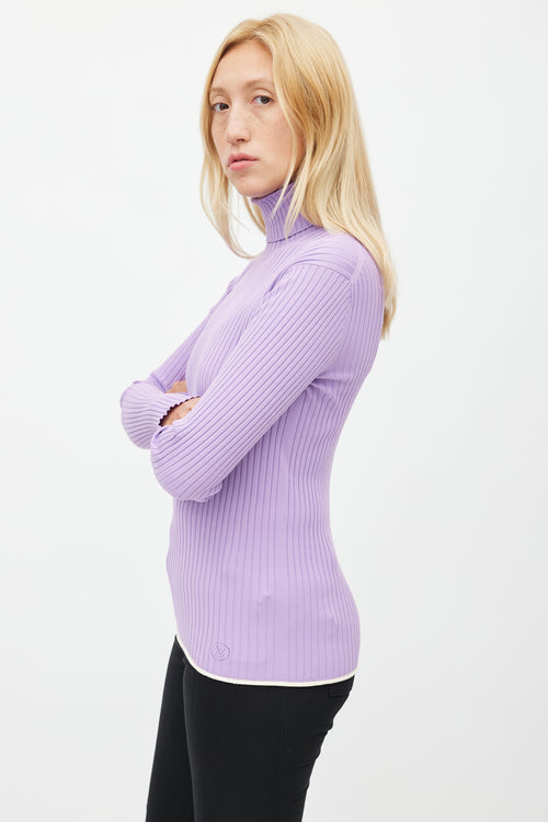 Louis Vuitton Purple Ribbed Turtleneck Top