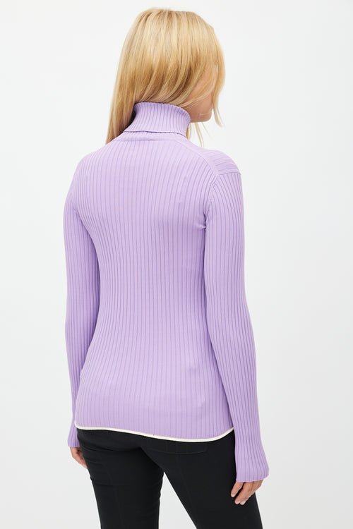 Louis Vuitton Purple Ribbed Turtleneck Top