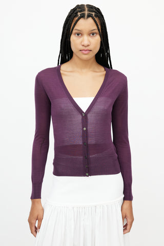 Louis Vuitton Purple Silk Knit Cardigan