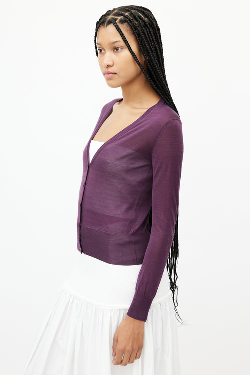 Louis Vuitton Purple Silk Knit Cardigan