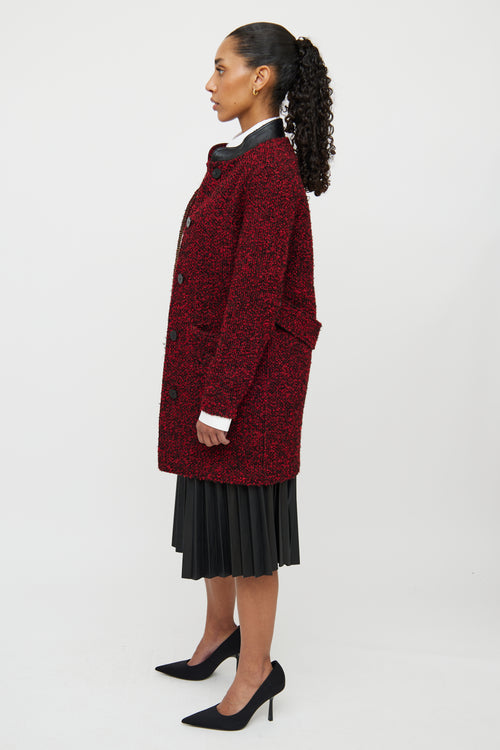 Louis Vuitton Red 
Black Boucle Coat